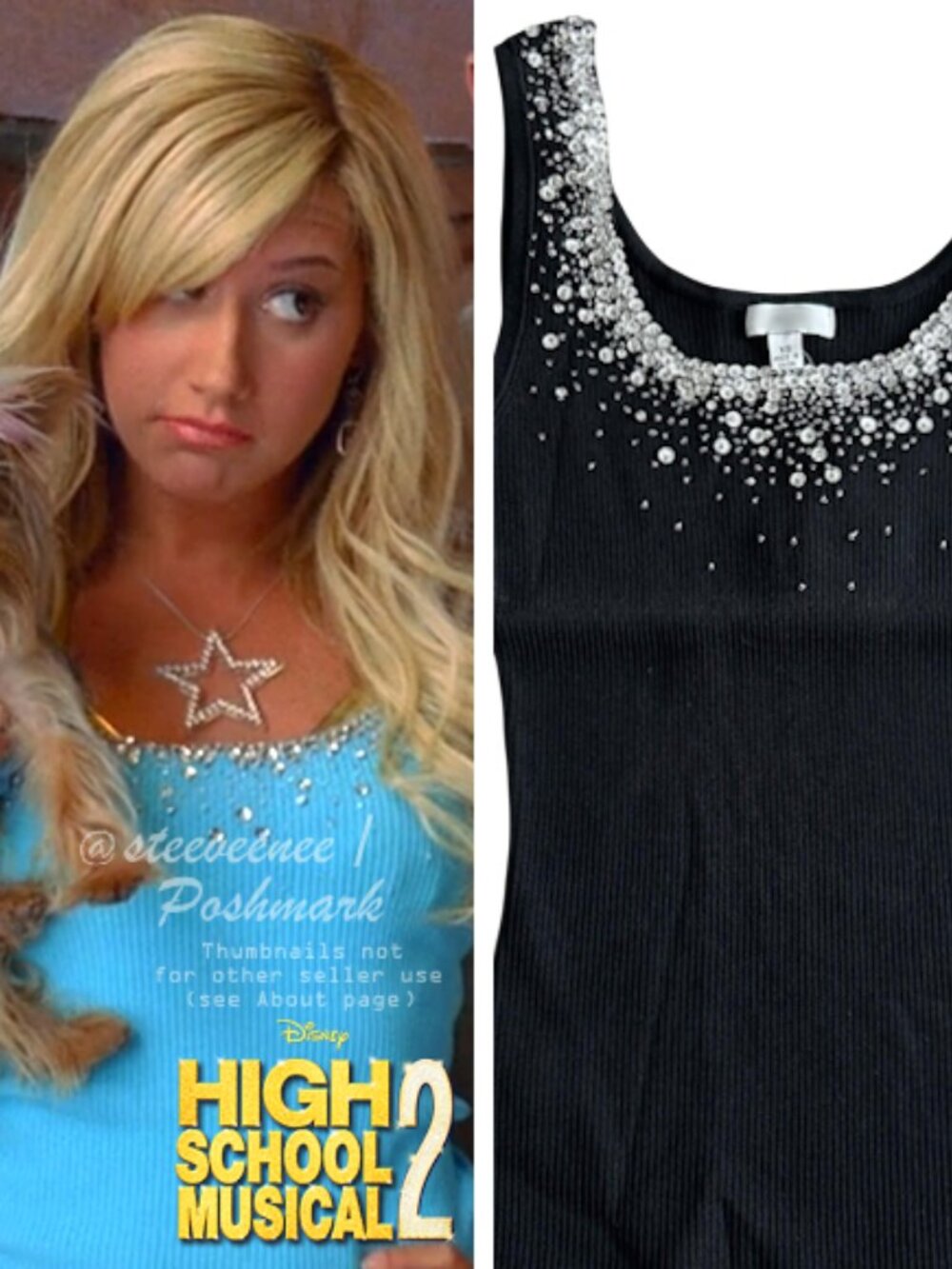 NWT Ribbed Sparkle Sequin Tank Cami ALT ASO Sharpay Evans
